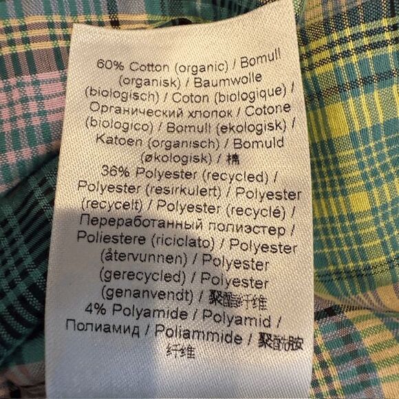 NWT GANNI Checked Seersucker Midi Dress in Lagoon Green Purple Size Small (36) - Picture 11 of 16